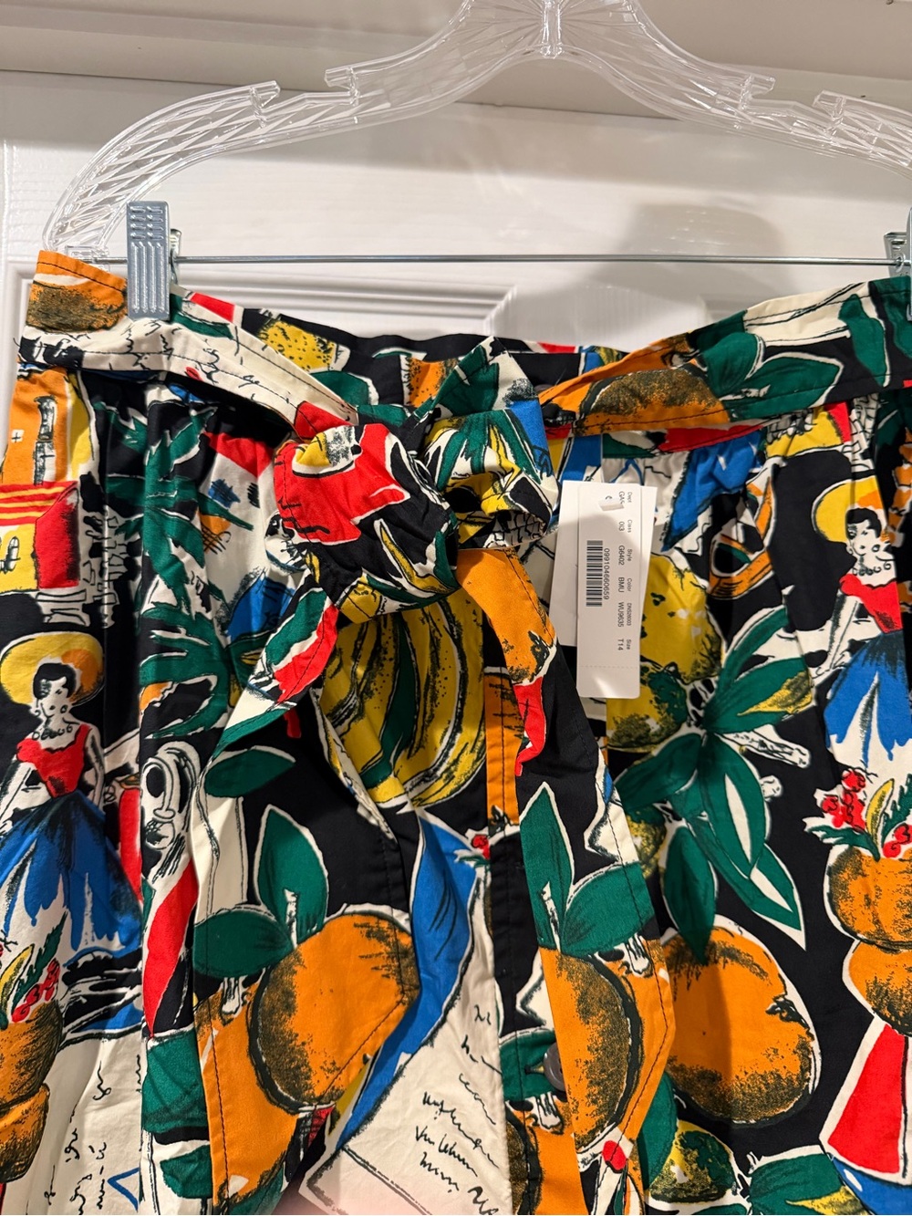 NWT J.Crew Vibrant Tropical Vacation to Spain Print Wrap Skirt - Green Multi - Picture 14 of 14